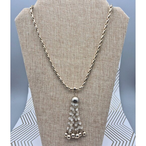 Cute Thick Gold Tone Chain with Dangle Tassel Pendant 24" Statement Fashion - Picture 5 of 8